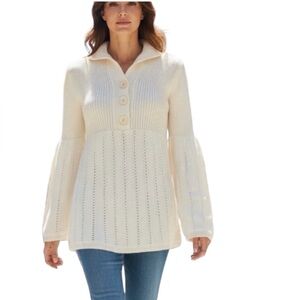 J-Jill Cotton Nylon Angora Rabbit Hair Blend Cream Sweater Size XS